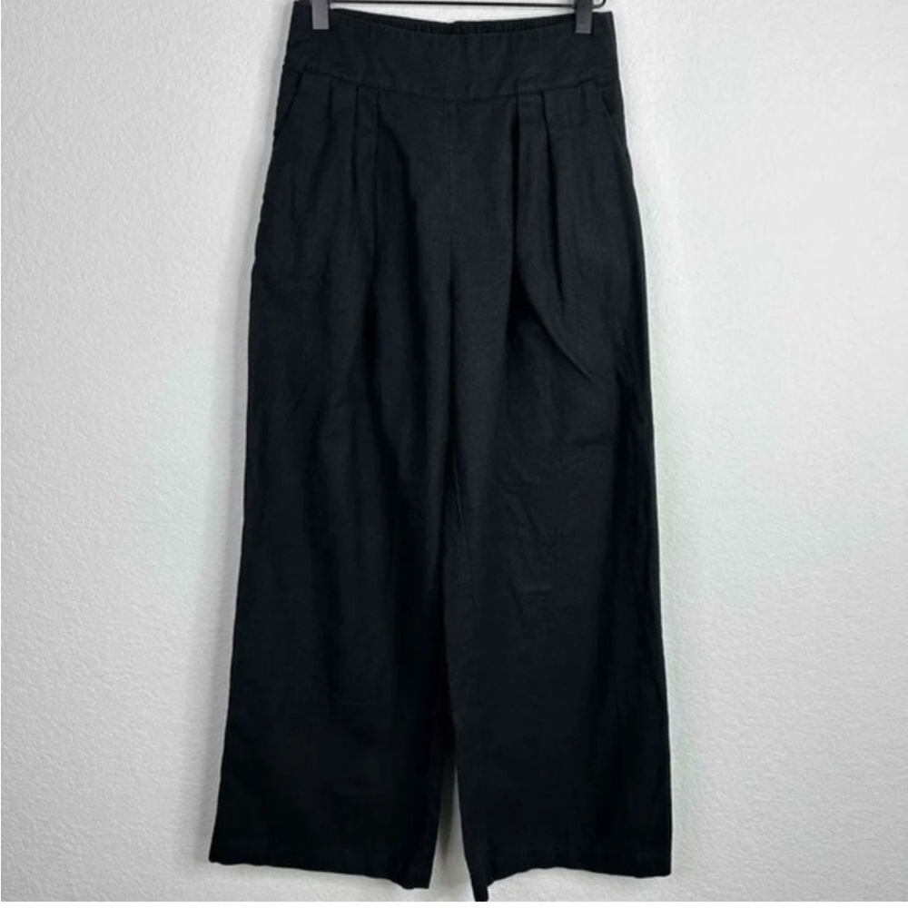 Abercrombie & Fitch Pants Women's Small Black Linen Blend Pleated‎ Wide Leg Boho